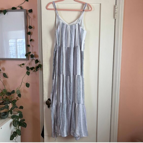 Splendid Collection Striped Tiered Maxi Dress Blue/White Adjustable Straps NWT - Picture 4 of 6
